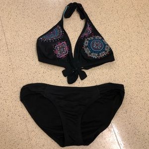 Mudd black beaded two-piece bikini
